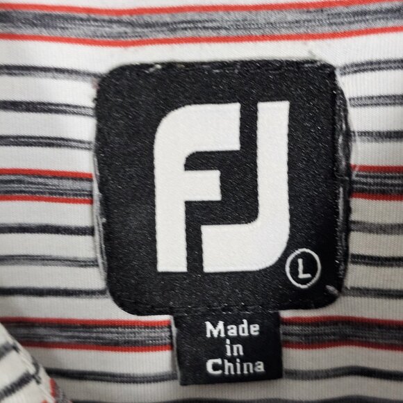 FootJoy FJ Polo Shirt Men Large Tour Issue Golf Logo Striped Read - Picture 2 of 5